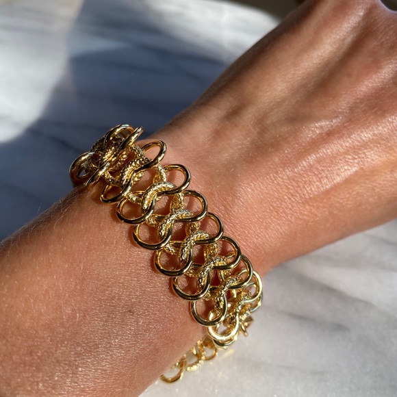 Kenneth Jay Lane 22K Gold Plt Mega Wide Bracelet Y2K - Picture 14 of 16